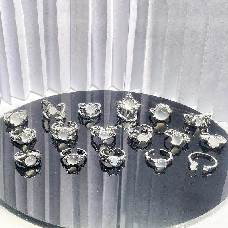 Wholesale texture Opal personality open ring