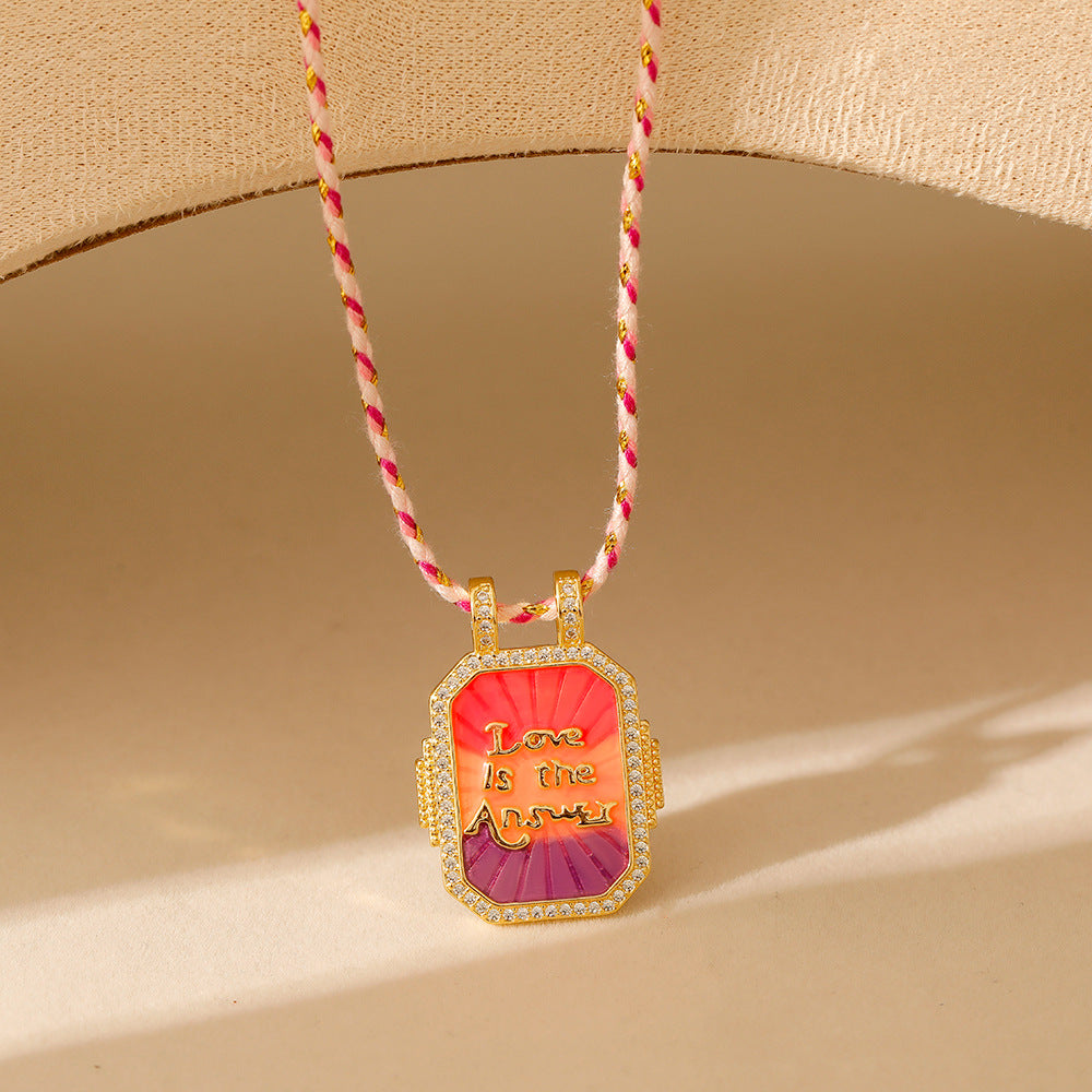 Wholesale Stainless steel Tarot TAROT Necklace with Drill Dropping Oil for Women