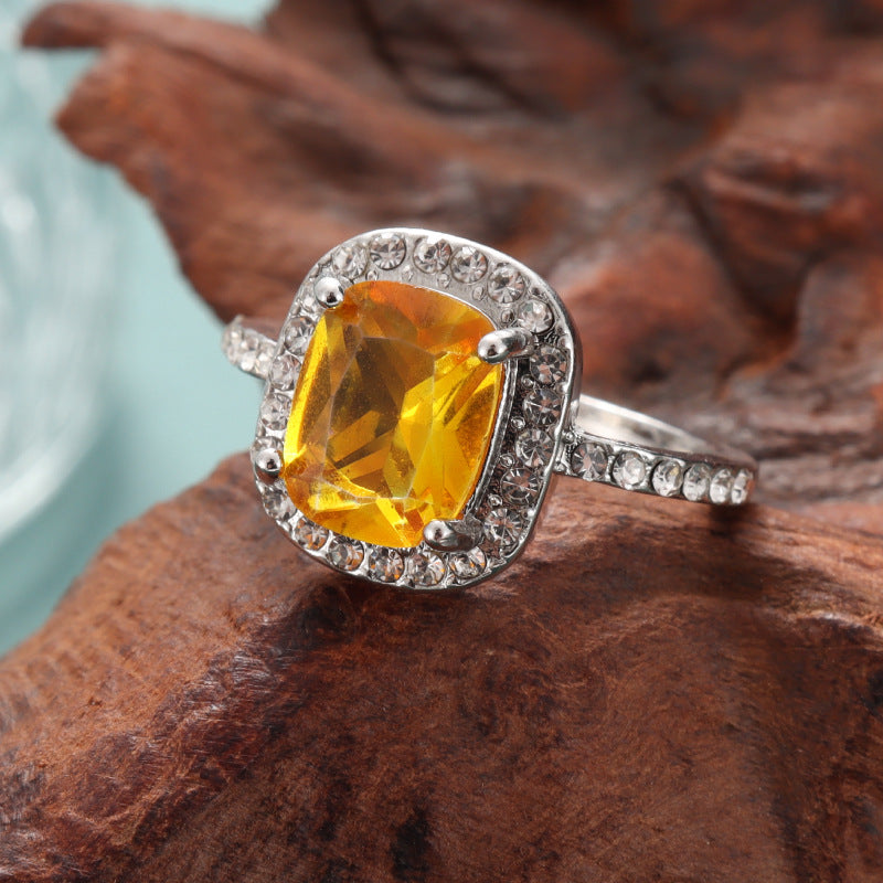 Wholesale Citrine Ring Women's Egg Shape Ring Adjustable Rings ACC-RS-LR006