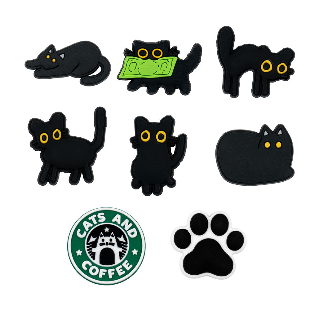 Wholesale 100pcs Random Black Cat Shoes Accessories Shoes Charms