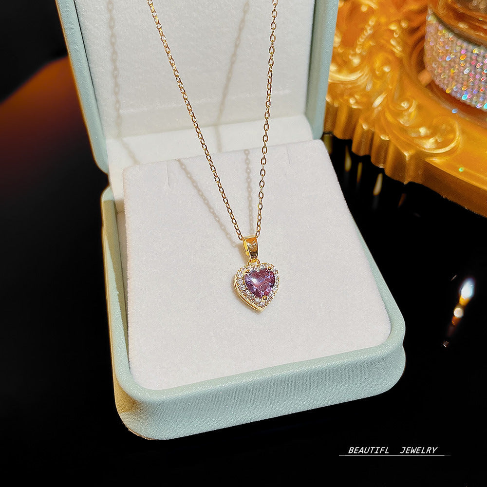 Wholesale Micropaved Zirconia Clavicle Chain Titanium Steel Necklaces Choker Necklace ACC-NE-Xiyue005