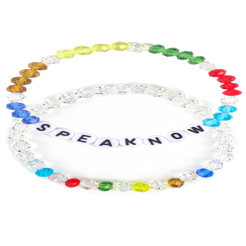 Wholesale  Colorful Cut Corner Beads  Elastic Rope Bracelet Set