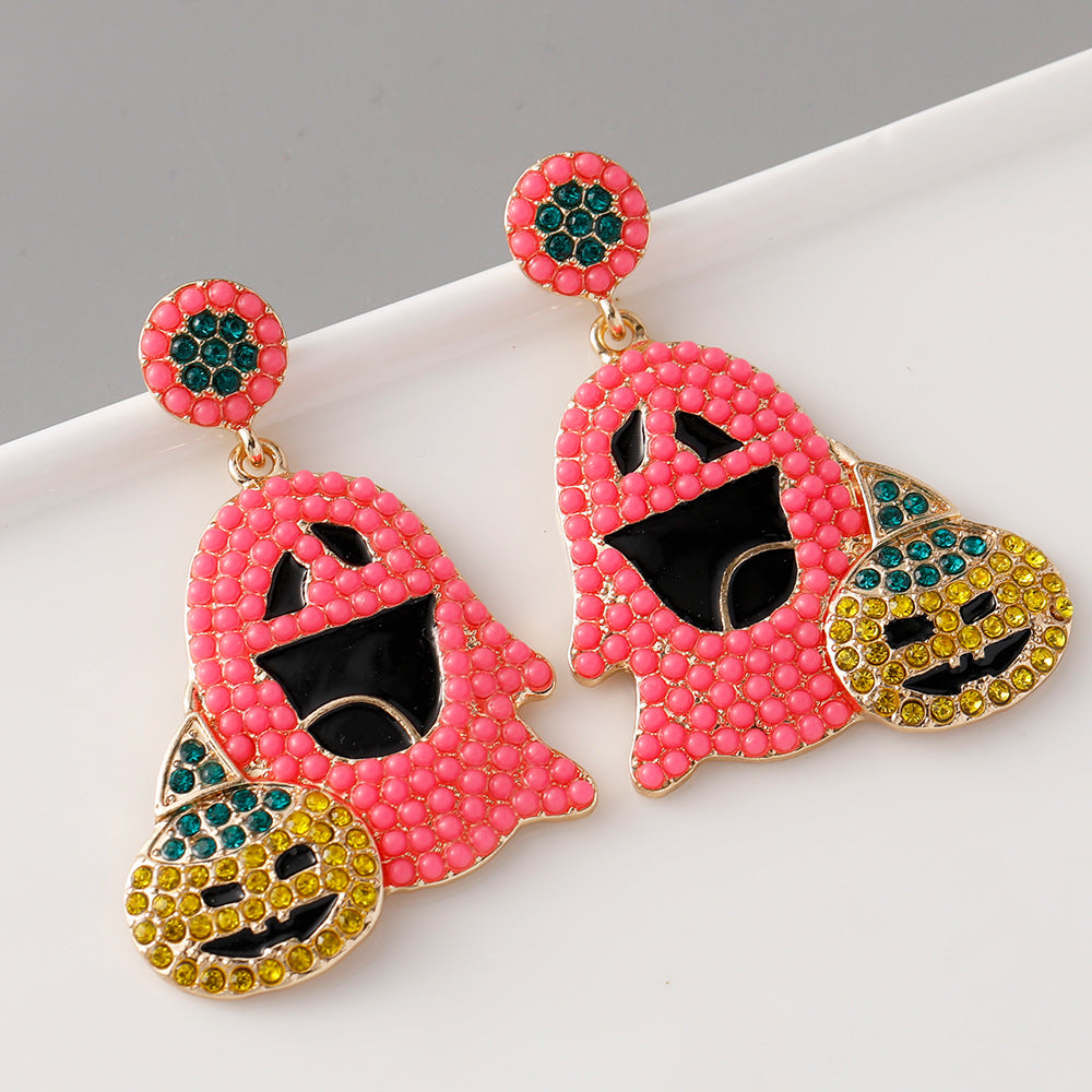 Wholesale Halloween Pumpkin Ghost Rice Bead Earrings ACC-ES-Jicai005