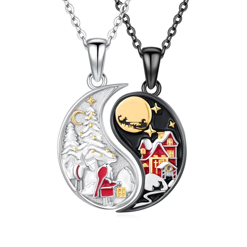 Wholesale Christmas Day and Night Tai Chi Bagua Necklace