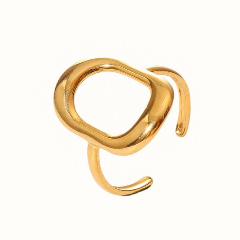 Wholesale Leaf Geometric Stainless Steel Rings 18k Gold Plated Rings ACC-RS-MuC013