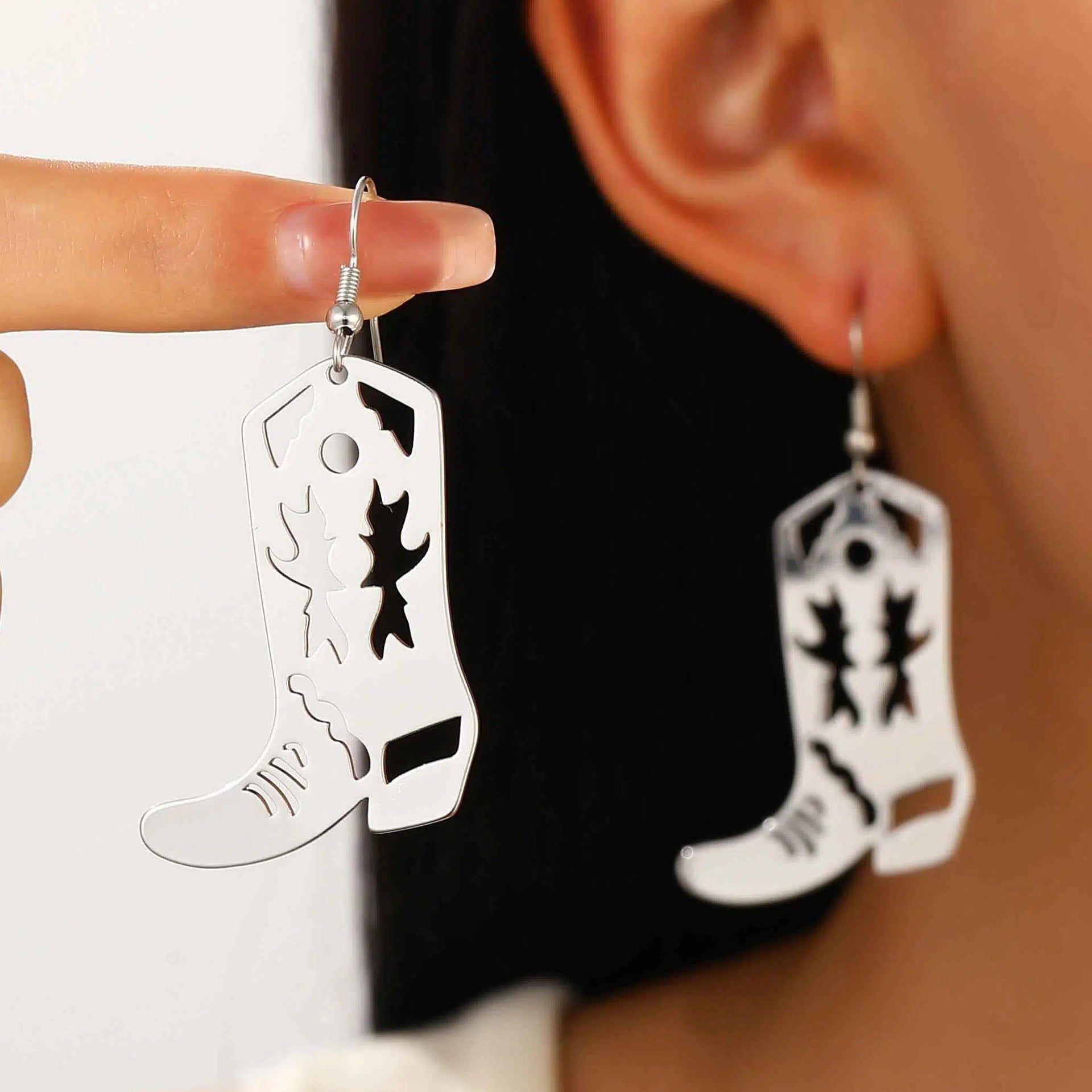 Wholesale  retro pine stone cowboy hat boots horse alloy earrings suit
