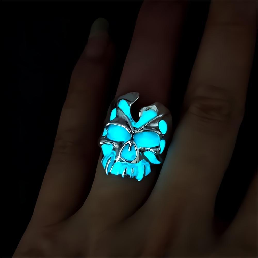 Wholesale Vintage  Alloy Ghost Rider Luminous Skull Men' s Ring