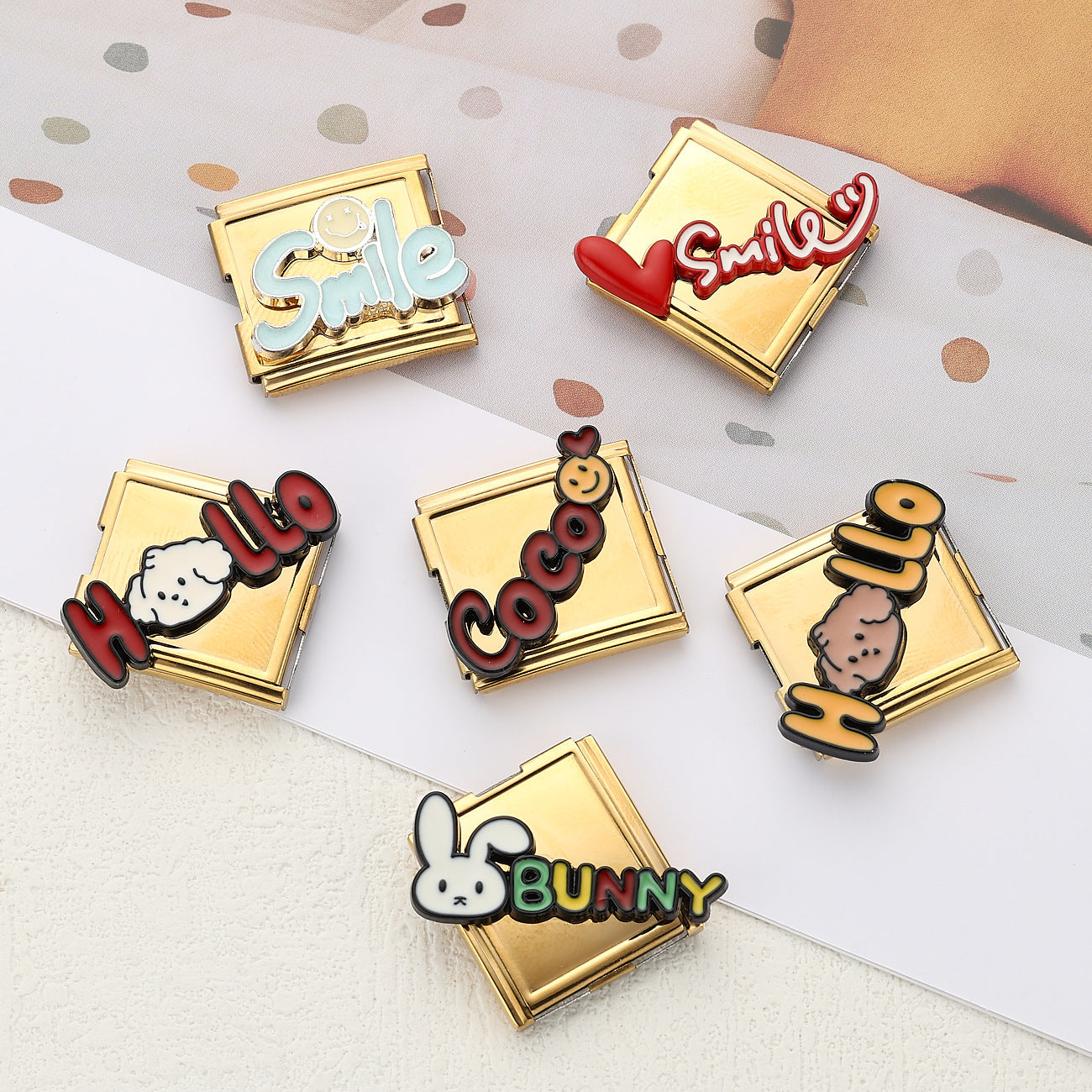 Wholesale Italian Charm Bracelet 20mm DIY Splicing Cute Cartoon Letters Stainless Steel Composable Bracelet