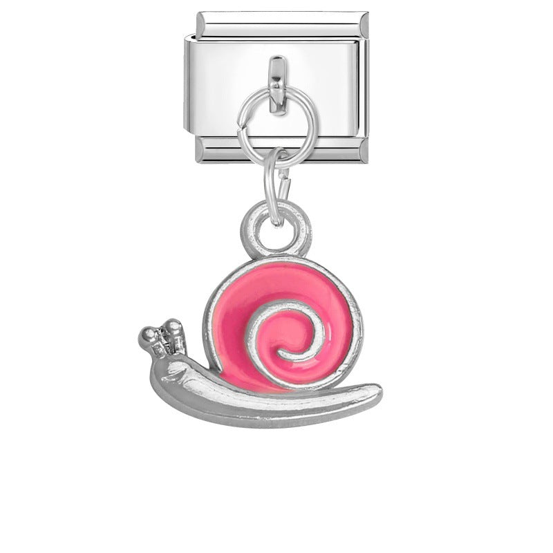 Wholesale  Italian Charm Bracelet 9mm DIY Pink Pendant Creative Stainless Steel Composable Bracelet