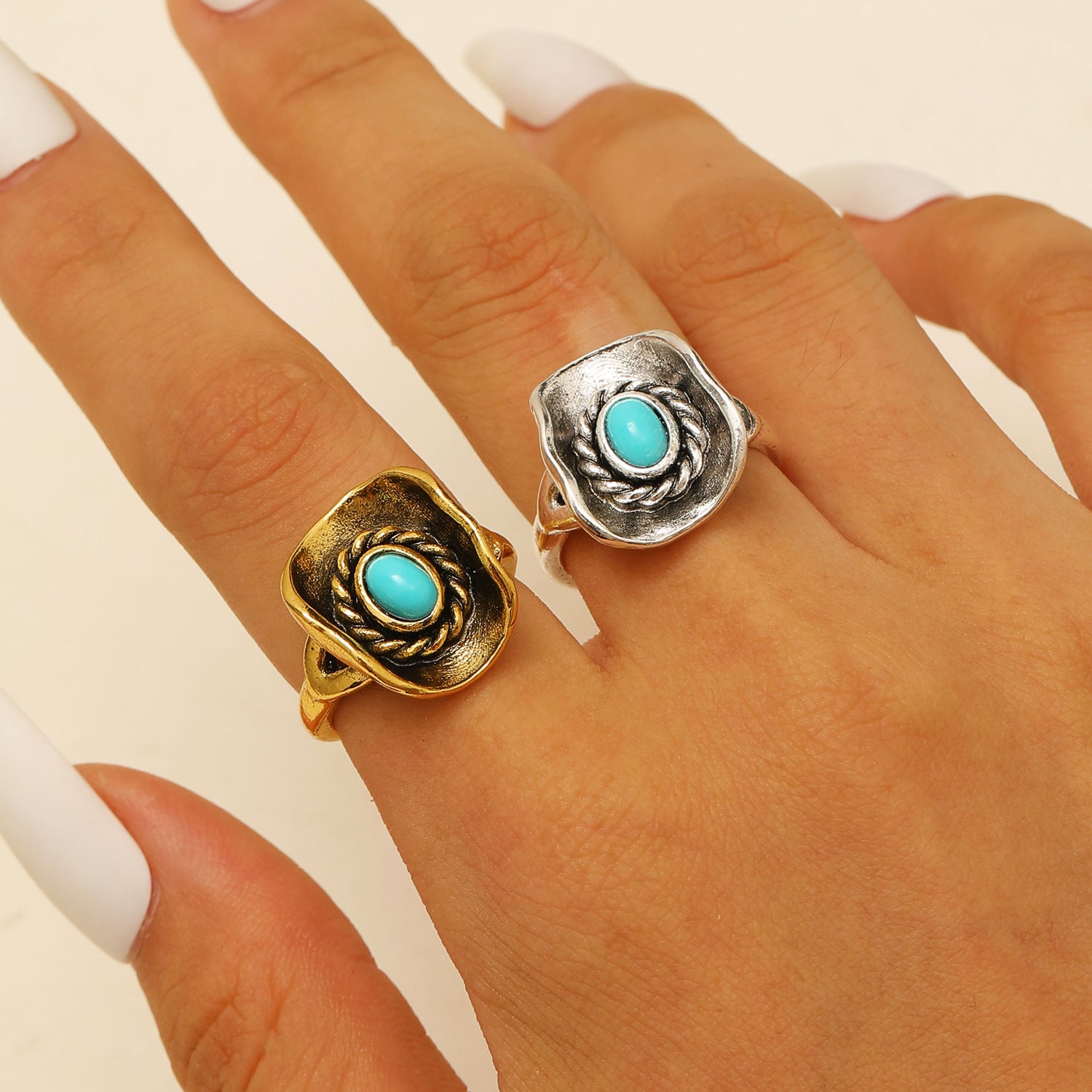 Wholesale Retro Western Cowboy Zinc Alloy 3 Piece Ring Set Antique Gold Boot Hat Bull Head Horseshoe Motif Punk Jewelry Accessory Gift