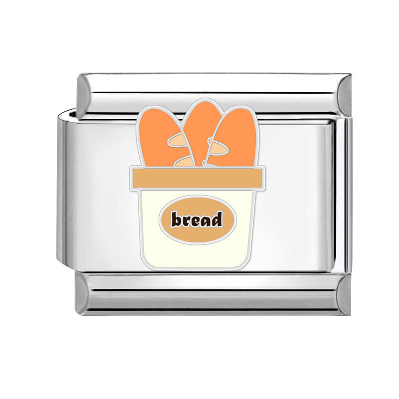 Wholesale Italian Charm Bracelet 9mm DIY Splicing Cute Dessert Titanium Steel Composable Bracelet