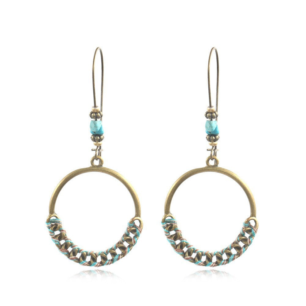 Wholesale Bohemian hippie earrings fashion alloy long exaggerated earrings retro nostalgic female earrings ear jewelry