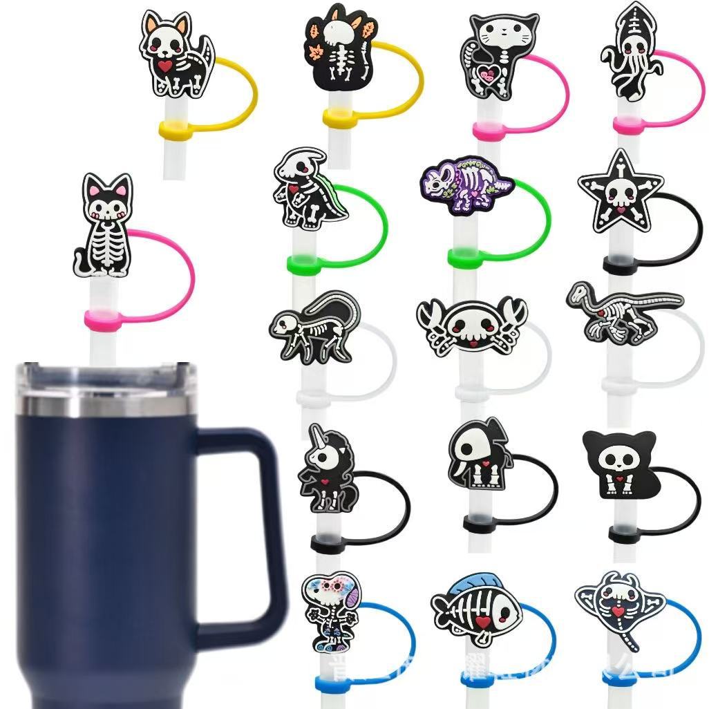 Wholesale 10pcs  themed animal skull shapes Straw Cover Straw Tube Cap