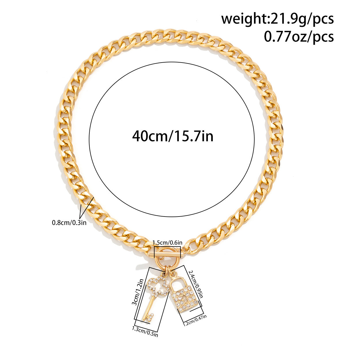 Wholesale Metal Love Necklace with Diamond Lock Pendant Clavicle Chain Choker Necklace ACC-NE-DN011