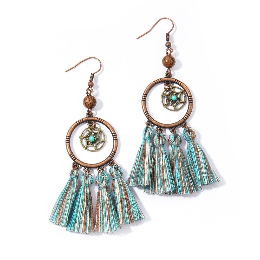 Wholesale Crystal Bohemian Tassel Earrings Vintage Style Women Jewelry Accessory for Everyday Gift