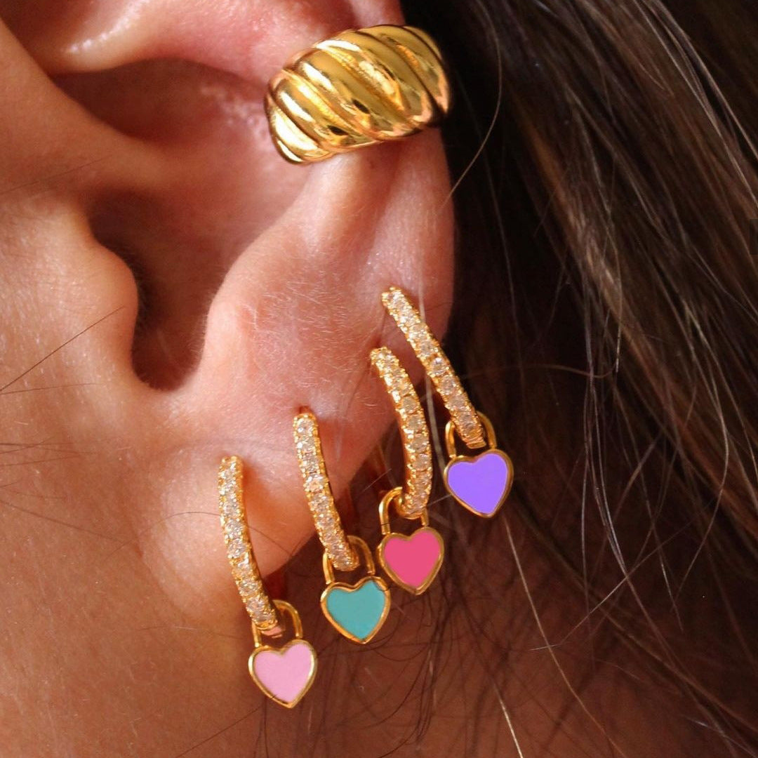 Wholesale  color love pendant zircon earbuckle earrings