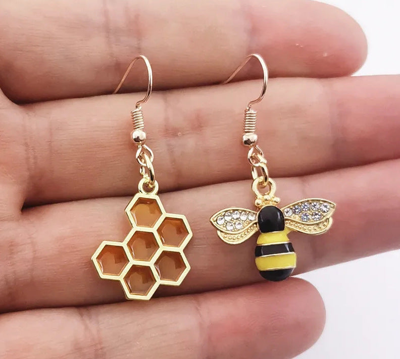 Wholesale asymmetrical matching cartoon insect earrings