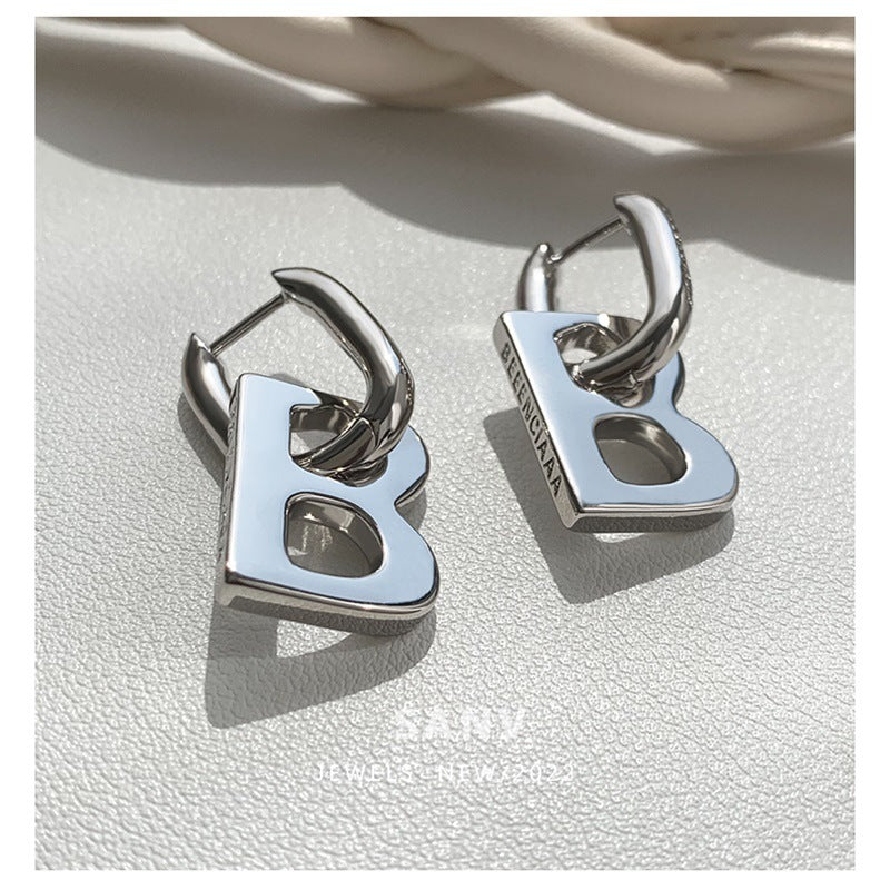 Wholesale Titanium steel Metal Letter Earrings