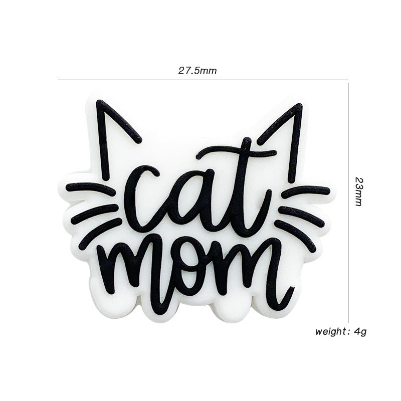 Wholesale 10pcs Cartoon Cat Mom Silicone Focal Beads DIY Accessories Mother's Day ACC-BDS-WDX075