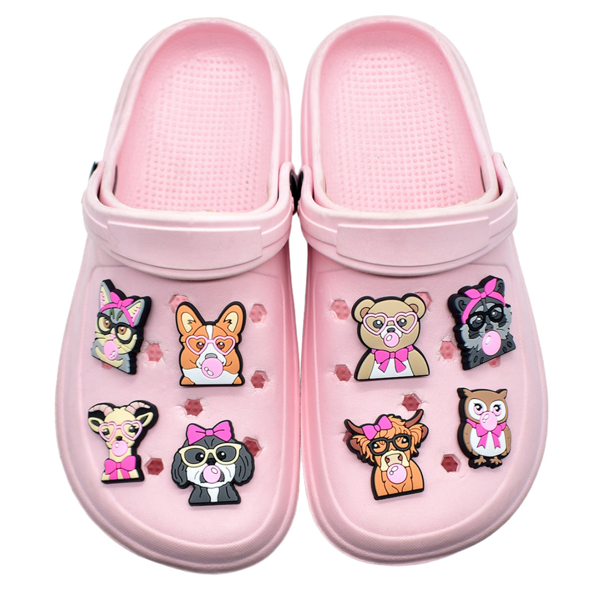 Wholesale Random 100pcs Cute Cartoon Animal Series  PVC Soft Rubber Shoe Buckle Decoration