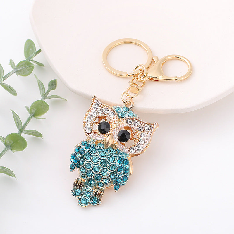 Wholesale Cartoon Owl Rhinestone Alloy Keychain ACC-KC-YuanFei010