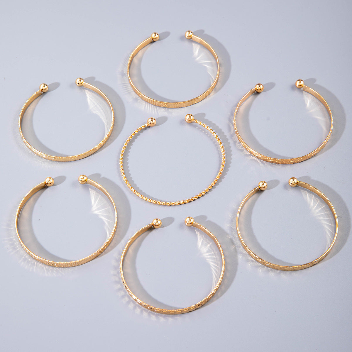 Wholesale  Retro Iron Diamond Twist Glossy Geometric Irregular Punk Stacked Bracelet