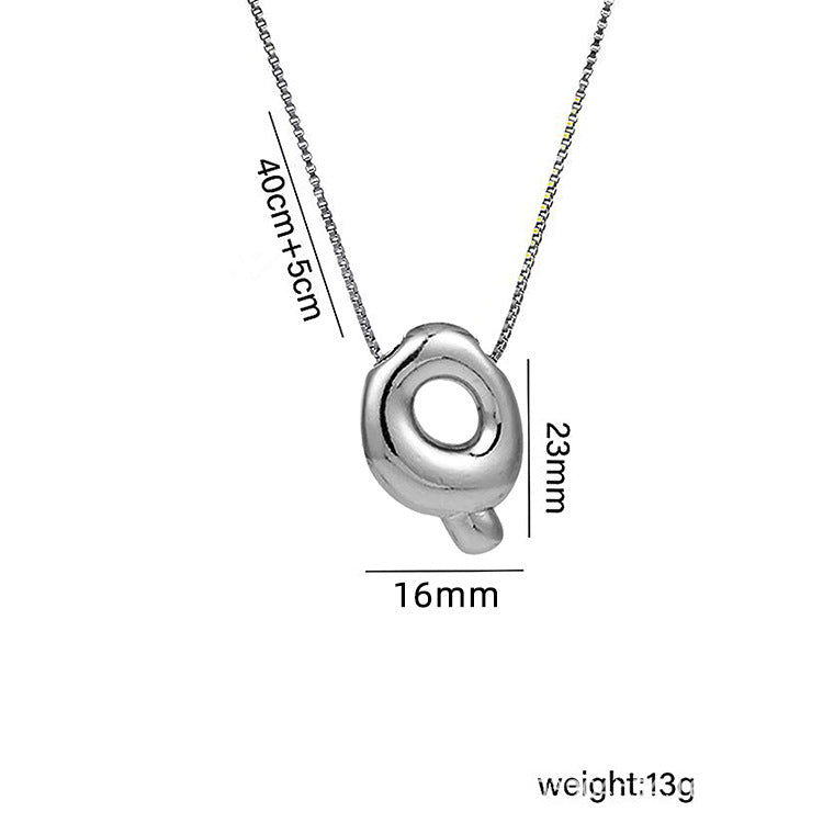 Wholesale Brass Glow Balloon Bubble Cute Chubby 26 English silver Letter Pendant Necklace