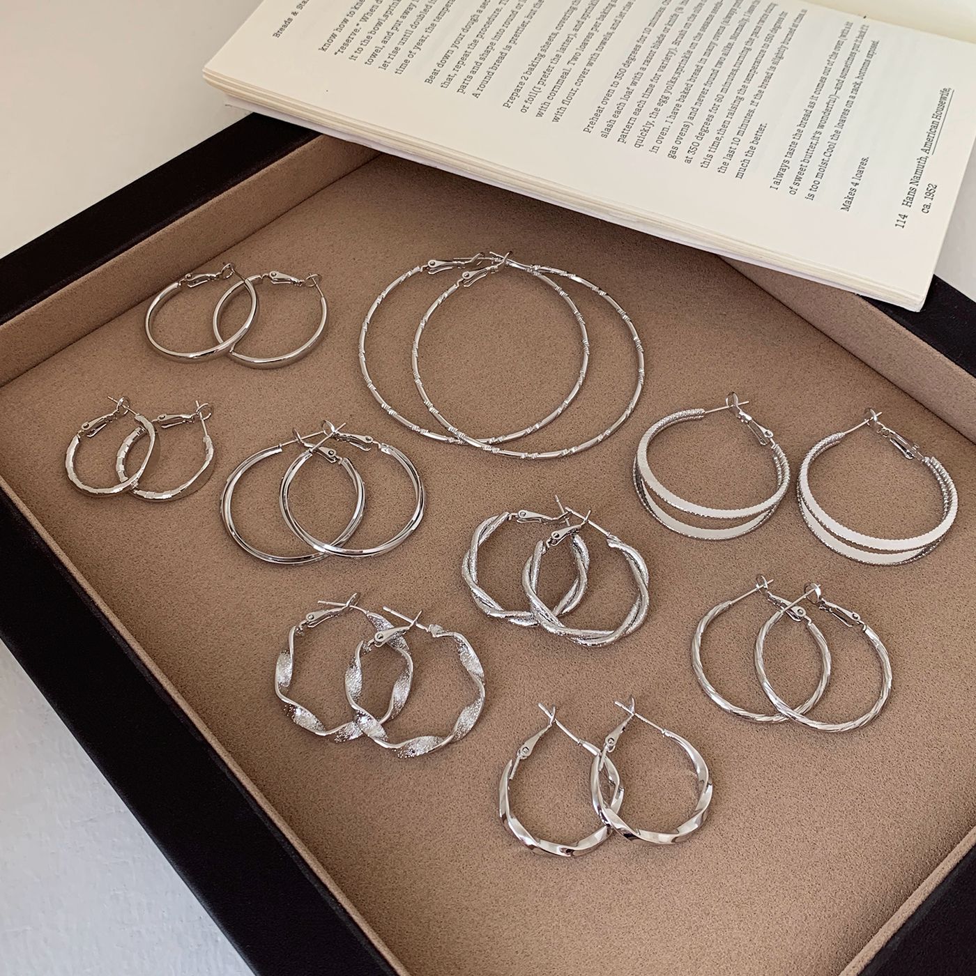 Wholesale Large earrings  suitable silver needle earrings large circle plain earrings