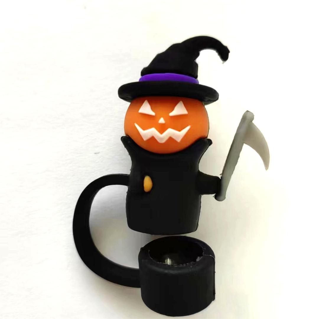 Wholesale  10mm Halloween Creative Cartoon Sports PVC Soft Straw Tube Cap