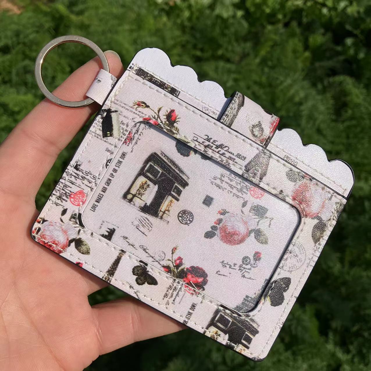 Wholesale Western Style Leopard Plaid Flower Card Holder Keychain ACC-KC-QiuXue001