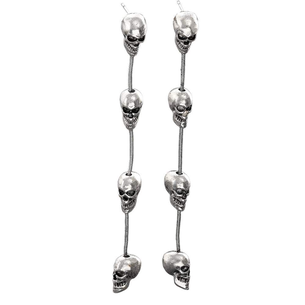 Wholesale Dark Gothic  Skull Long Tassel Earrings Fashion Accessory Gift for Women
