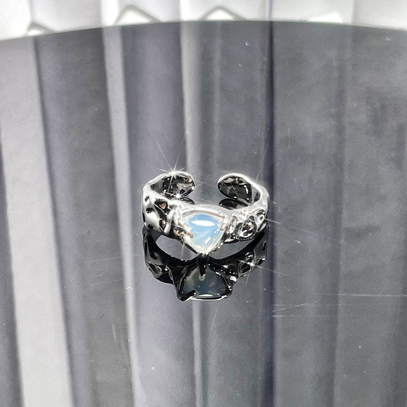 Wholesale texture Opal personality open ring