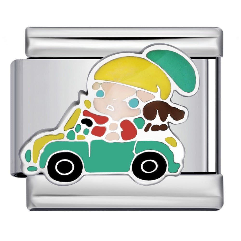 Pulsera de encanto italiano de 5 piezas al por mayor de 9 mm empalme de bricolaje lindo pulsera compuesta de acero inoxidable creativo