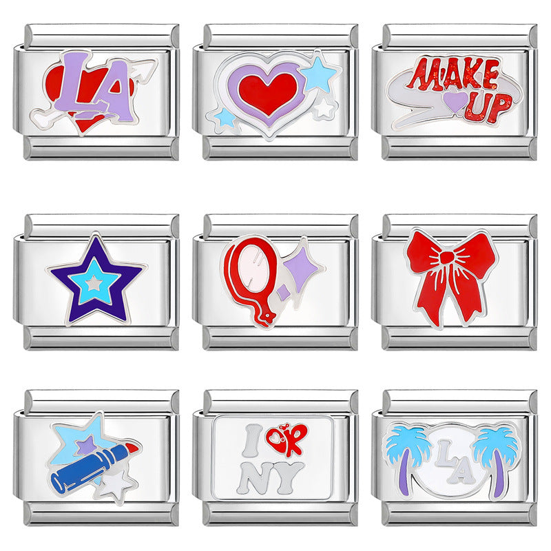 Wholesale Italian Charm Bracelet 9mm DIY Splicing Creative Pattern Stainless Steel Composable Bracelet