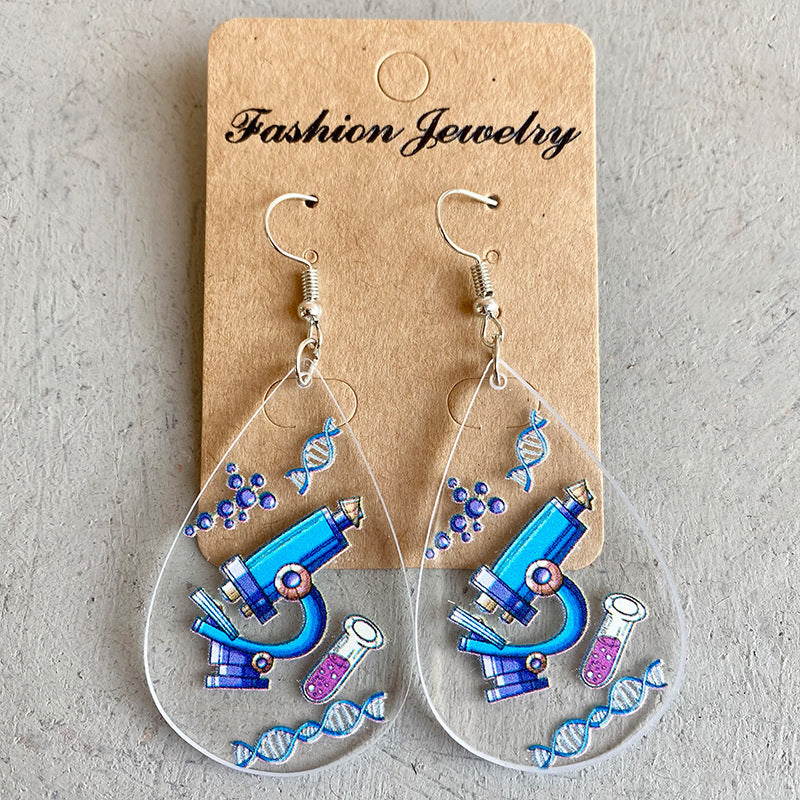 Wholesale 2 pairs/pack Acrylic earrings microscope teardrop-shaped earrings