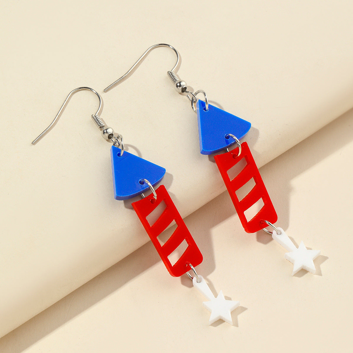 Wholesale  American Independence Day Rocket Rainbow Print Acrylic  Earrings