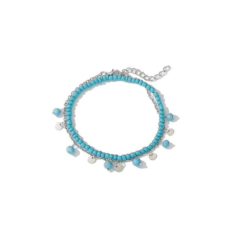 Wholesale combination anklet retro Bohemian turquoise anklet