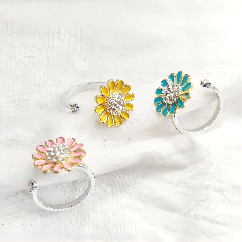 Wholesale  Oil Dropping Rotating Sunflower Flower  Ring
