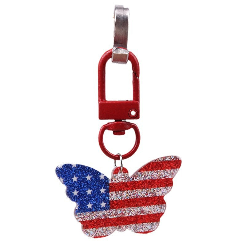 Wholesale American Independence Day Elements Red White Blue Flag Acrylic Keychain
