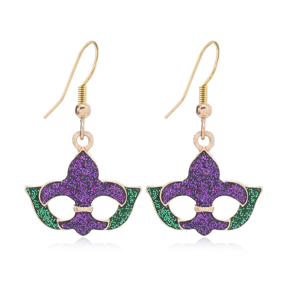 Wholesale Carnival Earrings Glittering Iris Mask Umbrella Dangles