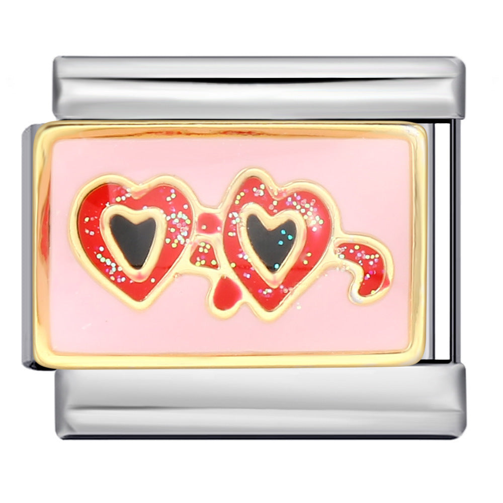 Wholesale 5pcs Italian Charm Bracelet 9mm DIY Splicing Heart English Series Stainless Steel Composable Bracelet