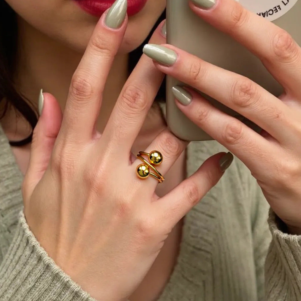 Wholesale Maple Leaf Gold Sphere Interstellar Orbit Ring