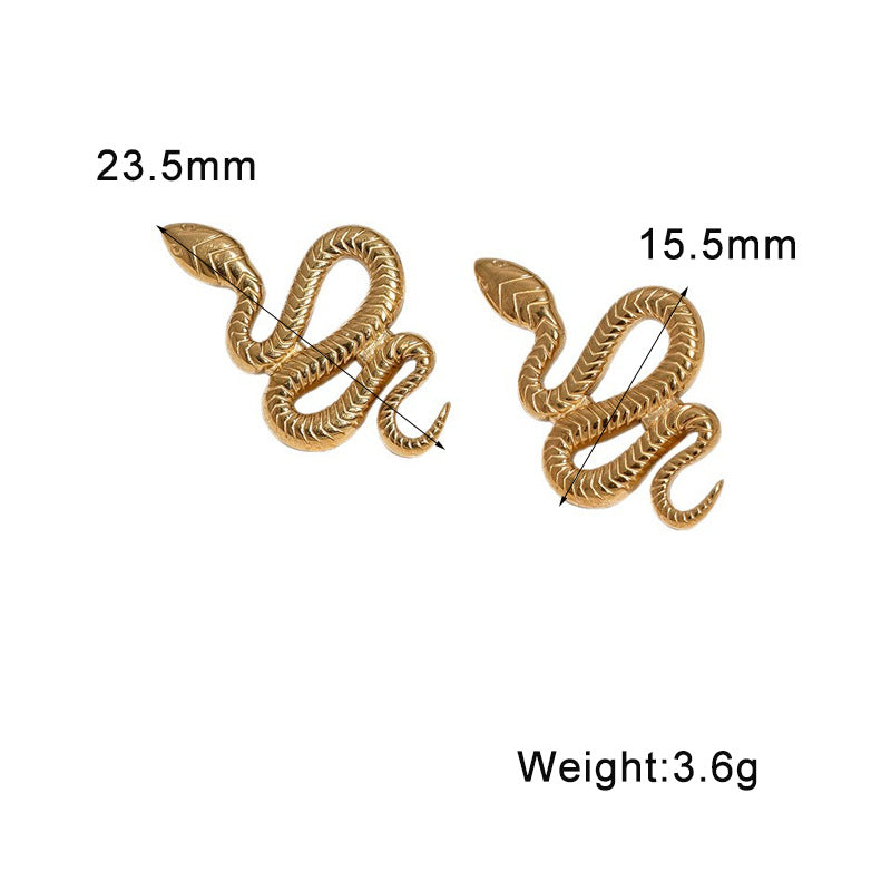 Wholesale Punk Snake Stainless Steel Earrings For Women Trendy Statement Jewelry Accessory