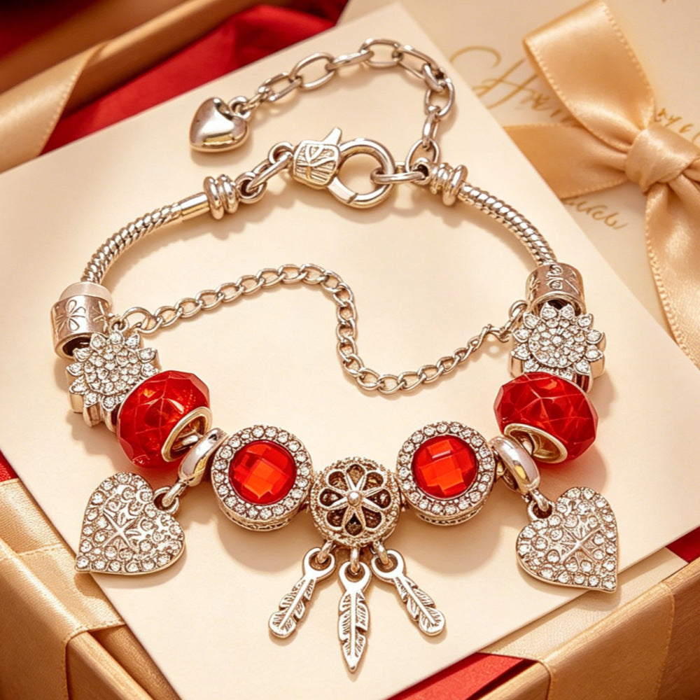 Wholesale Stainless Steel Sparkling Dreamcatcher Bead Bracelet Geometric Starry Design Women' s Fashion Accessory