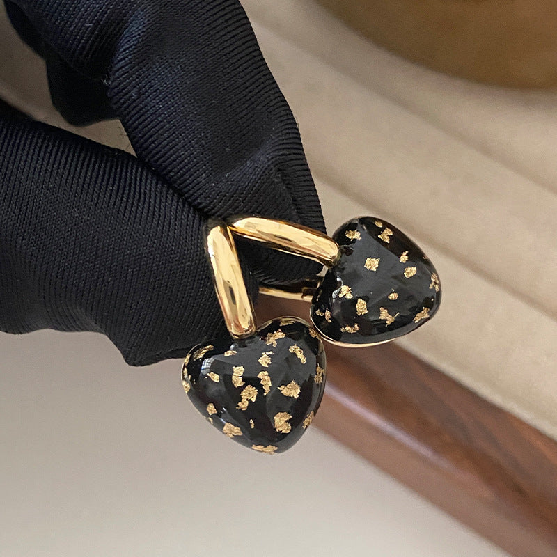 Wholesale light luxury black heart earrings