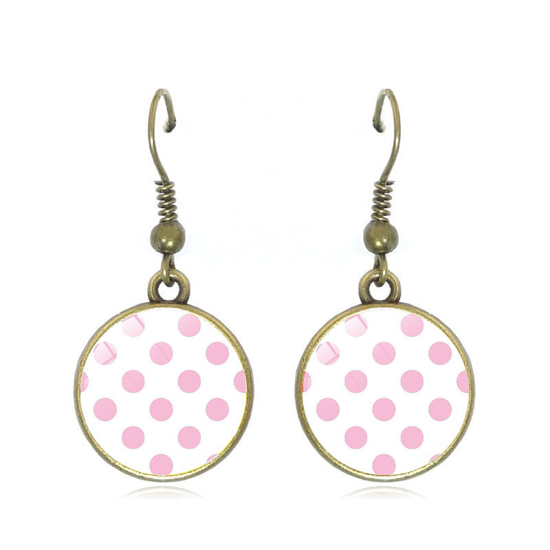 Wholesale Polka Dot Pattern Time Gemstone Earrings
