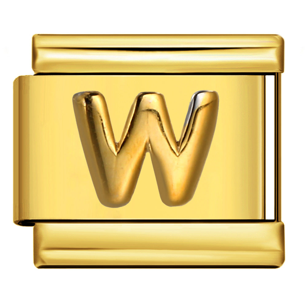 Wholesale Italian Charm Bracelet 9mm DIY Splicing Removable Raised Letters Stainless Steel Composable Bracelet