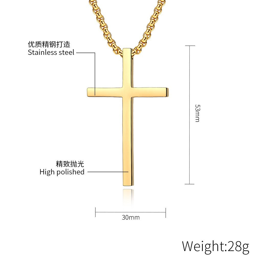Wholesale European American Style Stainless Steel Cross Pendant Unisex Simple Chic Jewelry Accessory