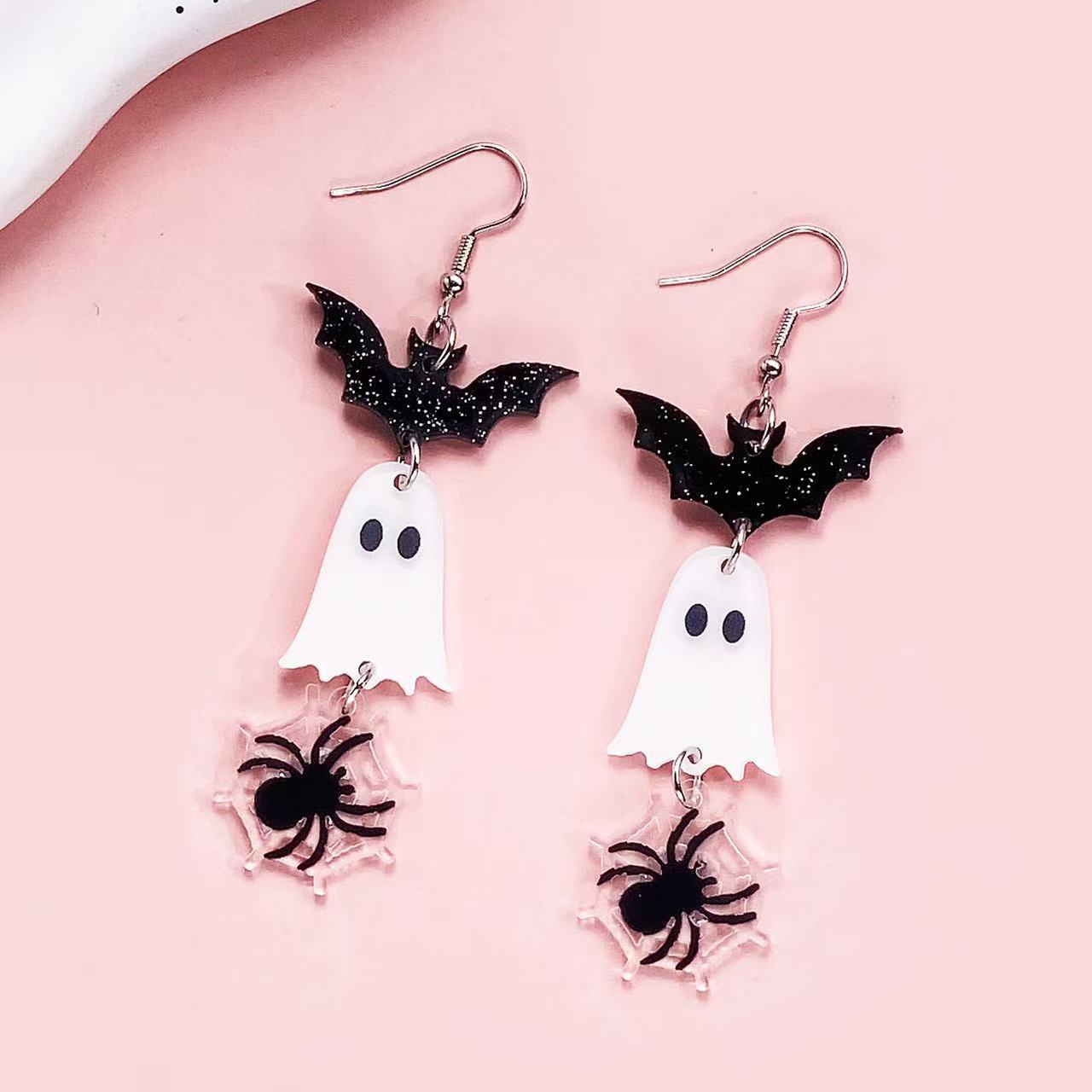 Wholesale Halloween Ghost Bat Spider Cross Earrings