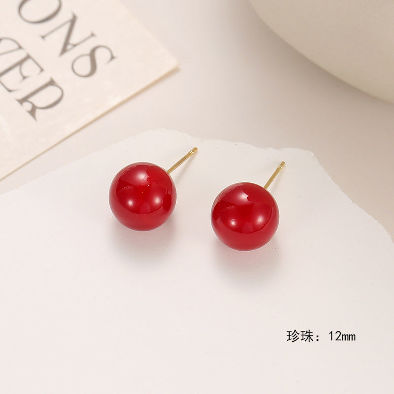 Wholesale pearl retro round shiny ear hooks earrings